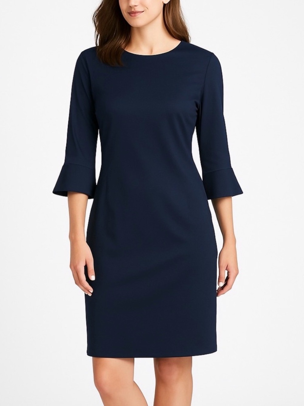 Banana Republic Navy Midi Shift Dress with Ruffle Sleeves